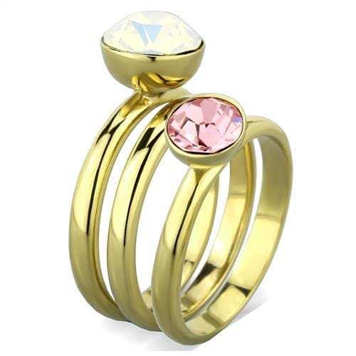 TK1785 - IP Gold(Ion Plating) Stainless Steel Ring with Top Grade Crystal in White - Alamode - Flyclothing LLC