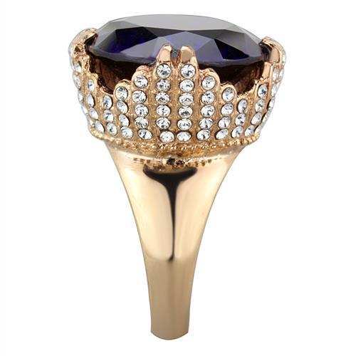 TK1786 - IP Rose Gold(Ion Plating) Stainless Steel Ring with AAA Grade CZ in Amethyst - Alamode - Flyclothing LLC