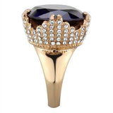 TK1786 - IP Rose Gold(Ion Plating) Stainless Steel Ring with AAA Grade CZ in Amethyst - Alamode - Flyclothing LLC