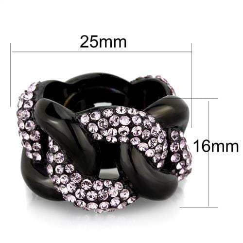 TK1787 - IP Black(Ion Plating) Stainless Steel Ring with Top Grade Crystal in Light Amethyst - Alamode - Flyclothing LLC