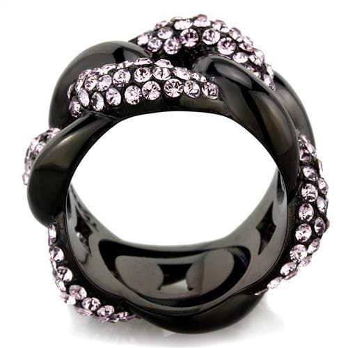 TK1787 - IP Black(Ion Plating) Stainless Steel Ring with Top Grade Crystal in Light Amethyst - Alamode - Flyclothing LLC