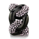 TK1787 - IP Black(Ion Plating) Stainless Steel Ring with Top Grade Crystal in Light Amethyst - Alamode - Flyclothing LLC