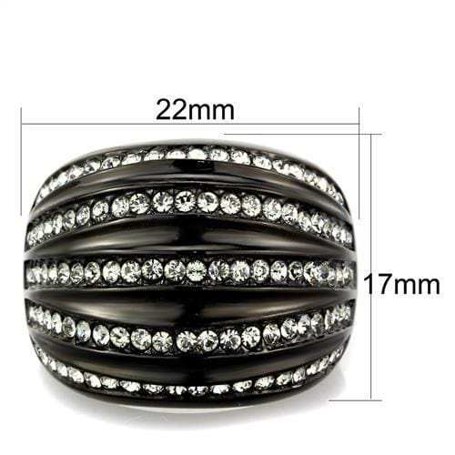 TK1789 - IP Black(Ion Plating) Stainless Steel Ring with Top Grade Crystal in Black Diamond - Alamode - Flyclothing LLC