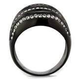 TK1789 - IP Black(Ion Plating) Stainless Steel Ring with Top Grade Crystal in Black Diamond - Alamode - Flyclothing LLC