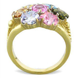 TK1791 - Two-Tone IP Gold (Ion Plating) Stainless Steel Ring with Assorted in Multi Color - Alamode - Flyclothing LLC