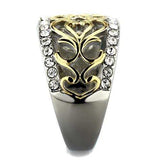 TK1792 - Two-Tone IP Gold (Ion Plating) Stainless Steel Ring with Top Grade Crystal in Clear - Alamode - Flyclothing LLC
