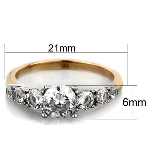TK1794 - Two-Tone IP Rose Gold Stainless Steel Ring with AAA Grade CZ in Clear - Alamode - Flyclothing LLC