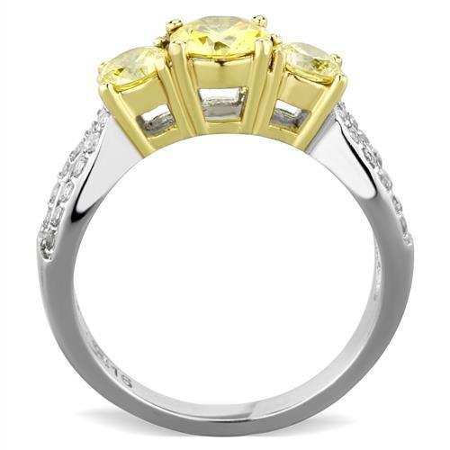 TK1795 - Two-Tone IP Gold (Ion Plating) Stainless Steel Ring with AAA Grade CZ in Topaz - Alamode - Flyclothing LLC