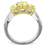 TK1795 - Two-Tone IP Gold (Ion Plating) Stainless Steel Ring with AAA Grade CZ in Topaz - Alamode - Flyclothing LLC