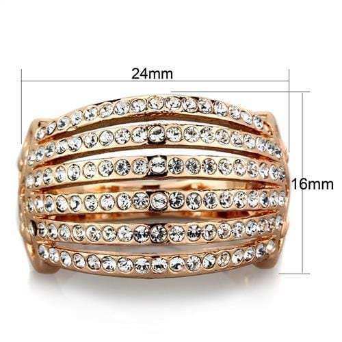 TK1797 - IP Rose Gold(Ion Plating) Stainless Steel Ring with Top Grade Crystal in Clear - Alamode - Flyclothing LLC