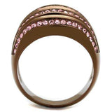 TK1789LC - IP Coffee light Stainless Steel Ring with Top Grade Crystal in Light Rose - Alamode - Flyclothing LLC