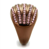 TK1789LC - IP Coffee light Stainless Steel Ring with Top Grade Crystal in Light Rose - Alamode - Flyclothing LLC