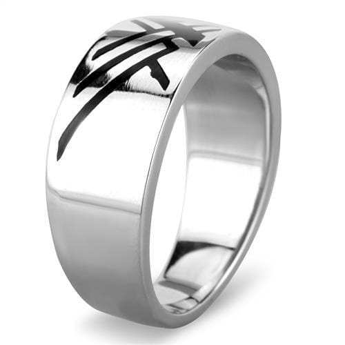 TK1800 - High polished (no plating) Stainless Steel Ring with Epoxy in Jet - Alamode - Flyclothing LLC