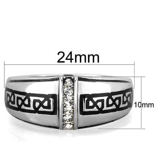 TK1801 - High polished (no plating) Stainless Steel Ring with Top Grade Crystal in Clear - Alamode - Flyclothing LLC