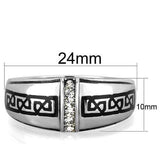 TK1801 - High polished (no plating) Stainless Steel Ring with Top Grade Crystal in Clear - Alamode - Flyclothing LLC