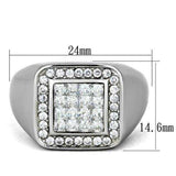 TK1802 - High polished (no plating) Stainless Steel Ring with AAA Grade CZ in Clear - Alamode - Flyclothing LLC