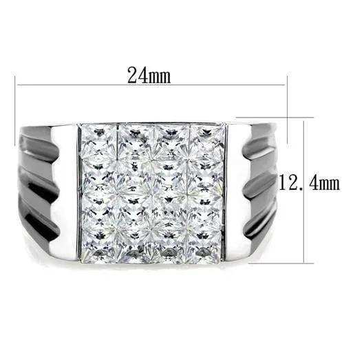 TK1803 - High polished (no plating) Stainless Steel Ring with AAA Grade CZ in Clear - Alamode - Flyclothing LLC