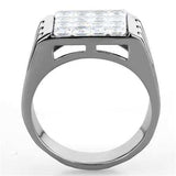 TK1803 - High polished (no plating) Stainless Steel Ring with AAA Grade CZ in Clear - Alamode - Flyclothing LLC