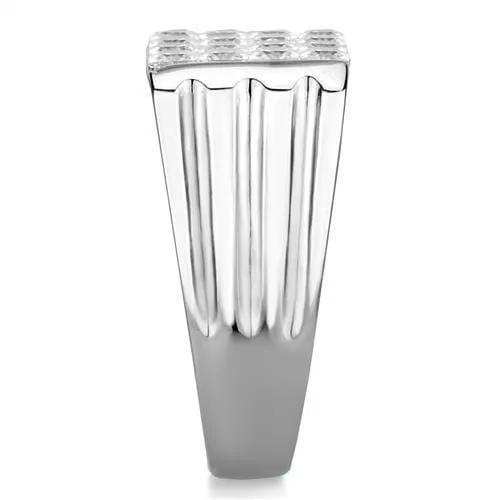 TK1803 - High polished (no plating) Stainless Steel Ring with AAA Grade CZ in Clear - Alamode - Flyclothing LLC