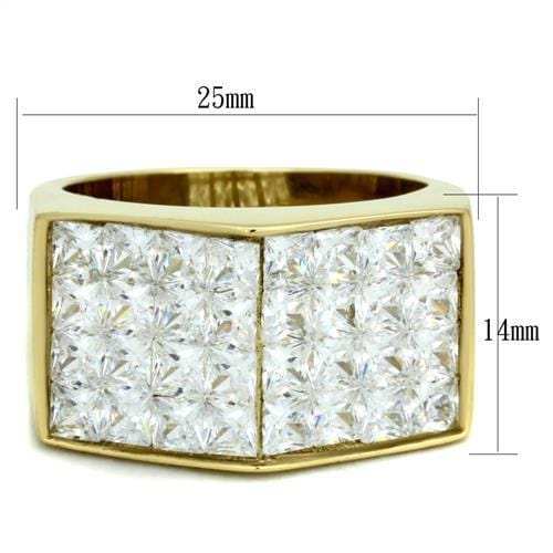 TK1808 - IP Gold(Ion Plating) Stainless Steel Ring with AAA Grade CZ in Clear - Alamode - Flyclothing LLC