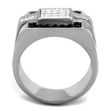 TK1809 - High polished (no plating) Stainless Steel Ring with Top Grade Crystal in Jet - Alamode - Flyclothing LLC