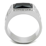 TK1811 - High polished (no plating) Stainless Steel Ring with Synthetic Onyx in Jet - Alamode - Flyclothing LLC