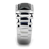 TK1811 - High polished (no plating) Stainless Steel Ring with Synthetic Onyx in Jet - Alamode - Flyclothing LLC