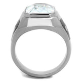 TK1813 - High polished (no plating) Stainless Steel Ring with AAA Grade CZ in Clear - Alamode - Flyclothing LLC