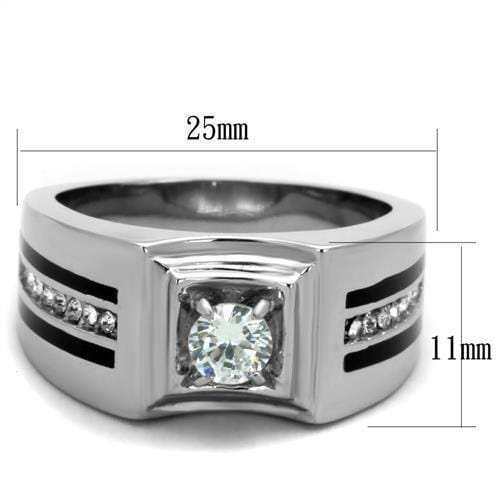 TK1814 - High polished (no plating) Stainless Steel Ring with AAA Grade CZ in Clear - Alamode - Flyclothing LLC