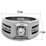 TK1814 - High polished (no plating) Stainless Steel Ring with AAA Grade CZ in Clear - Alamode - Flyclothing LLC