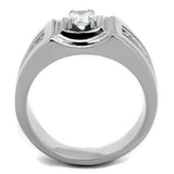 TK1814 - High polished (no plating) Stainless Steel Ring with AAA Grade CZ in Clear - Alamode - Flyclothing LLC