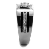 TK1814 - High polished (no plating) Stainless Steel Ring with AAA Grade CZ in Clear - Alamode - Flyclothing LLC