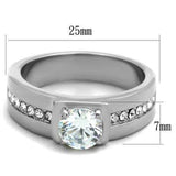 TK1816 - High polished (no plating) Stainless Steel Ring with AAA Grade CZ in Clear - Alamode - Flyclothing LLC