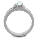 TK1816 - High polished (no plating) Stainless Steel Ring with AAA Grade CZ in Clear - Alamode - Flyclothing LLC