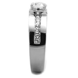 TK1816 - High polished (no plating) Stainless Steel Ring with AAA Grade CZ in Clear - Alamode - Flyclothing LLC