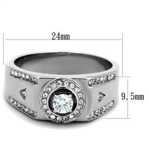TK1819 - High polished (no plating) Stainless Steel Ring with AAA Grade CZ in Clear - Alamode - Flyclothing LLC