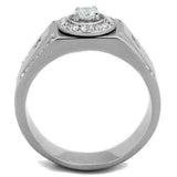 TK1819 - High polished (no plating) Stainless Steel Ring with AAA Grade CZ in Clear - Alamode - Flyclothing LLC