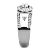 TK1819 - High polished (no plating) Stainless Steel Ring with AAA Grade CZ in Clear - Alamode - Flyclothing LLC