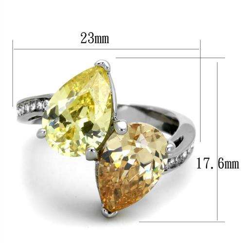 TK1820 - High polished (no plating) Stainless Steel Ring with AAA Grade CZ in Multi Color - Alamode - Flyclothing LLC