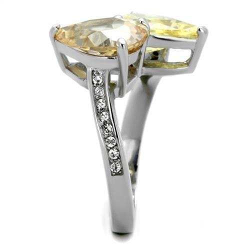 TK1820 - High polished (no plating) Stainless Steel Ring with AAA Grade CZ in Multi Color - Alamode - Flyclothing LLC