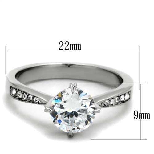 TK1822 - High polished (no plating) Stainless Steel Ring with AAA Grade CZ in Clear - Alamode - Flyclothing LLC