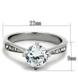 TK1822 - High polished (no plating) Stainless Steel Ring with AAA Grade CZ in Clear - Alamode - Flyclothing LLC