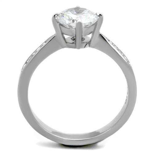 TK1822 - High polished (no plating) Stainless Steel Ring with AAA Grade CZ in Clear - Alamode - Flyclothing LLC