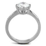 TK1822 - High polished (no plating) Stainless Steel Ring with AAA Grade CZ in Clear - Alamode - Flyclothing LLC