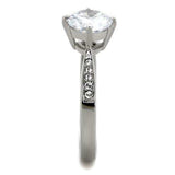 TK1822 - High polished (no plating) Stainless Steel Ring with AAA Grade CZ in Clear - Alamode - Flyclothing LLC
