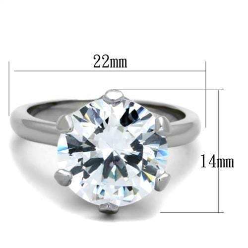 TK1823 - High polished (no plating) Stainless Steel Ring with AAA Grade CZ in Clear - Alamode - Flyclothing LLC