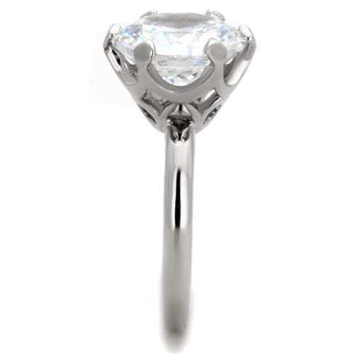 TK1823 - High polished (no plating) Stainless Steel Ring with AAA Grade CZ in Clear - Alamode - Flyclothing LLC