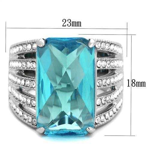 TK1826 - High polished (no plating) Stainless Steel Ring with Synthetic Synthetic Glass in Sea Blue - Alamode - Flyclothing LLC