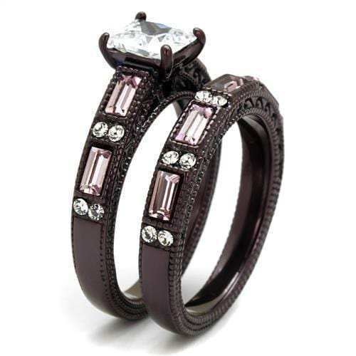 TK1829DC - IP Dark Brown (IP coffee) Stainless Steel Ring with AAA Grade CZ in Clear - Alamode - Flyclothing LLC