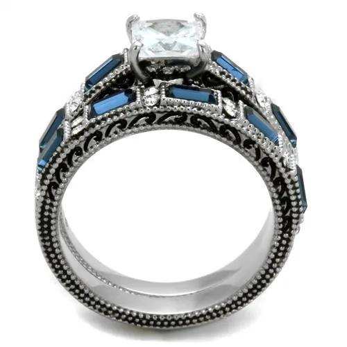 TK1829 - High polished (no plating) Stainless Steel Ring with AAA Grade CZ in Clear - Alamode - Flyclothing LLC